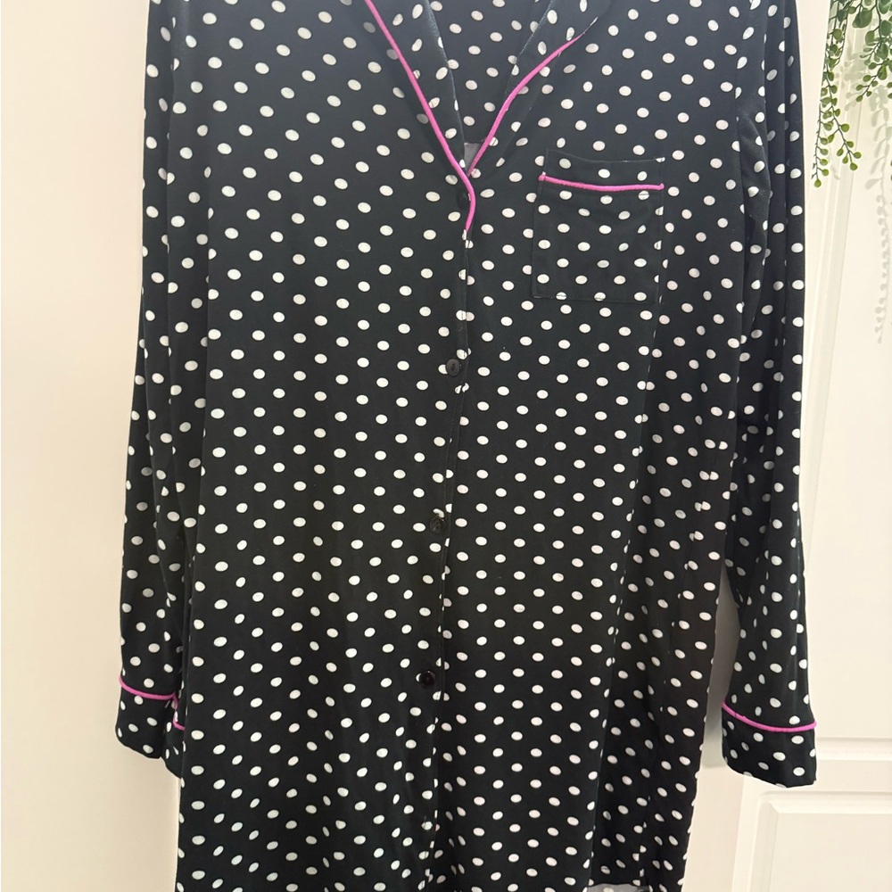 Fashion Nova Black and White Pajama Sleep Shirt/ Dress - Picture 2 of 8